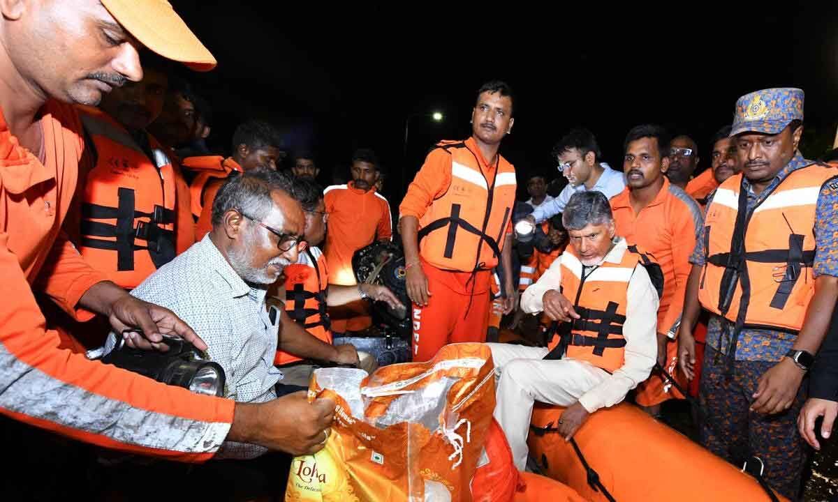 CM Chandrababu’s Efforts Bear Fruit as Relief Operations Gain Momentum in Flood-Hit Vijayawada