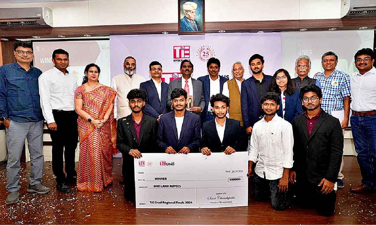 Vishnu students secure 1st place at TiE Grad Business India-2024